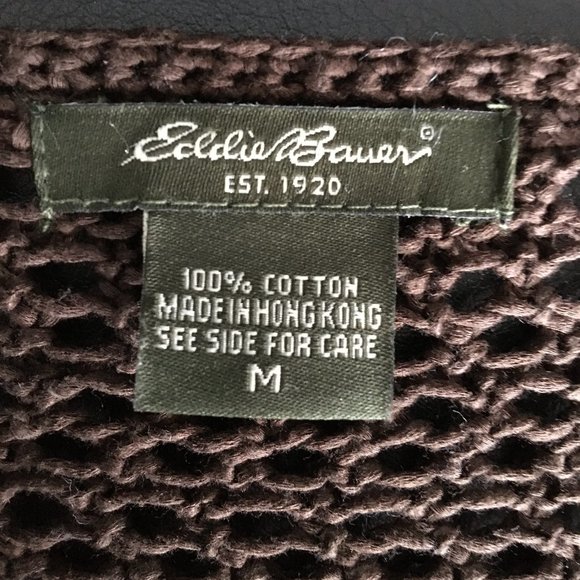 Eddie Bauer Brown Open Crochet Cardigan - Sz M - Picture 8 of 8